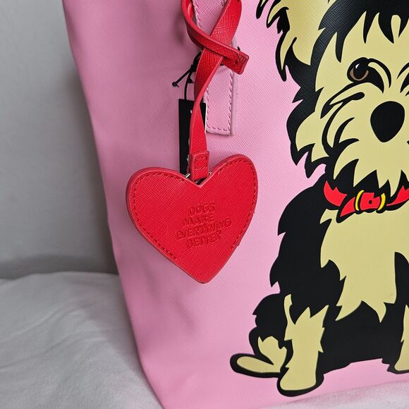 Marc Tetro Pink Yorkie Dog Tote & Wallet Set “Dogs Make Everything Better” NEW - Picture 4 of 14